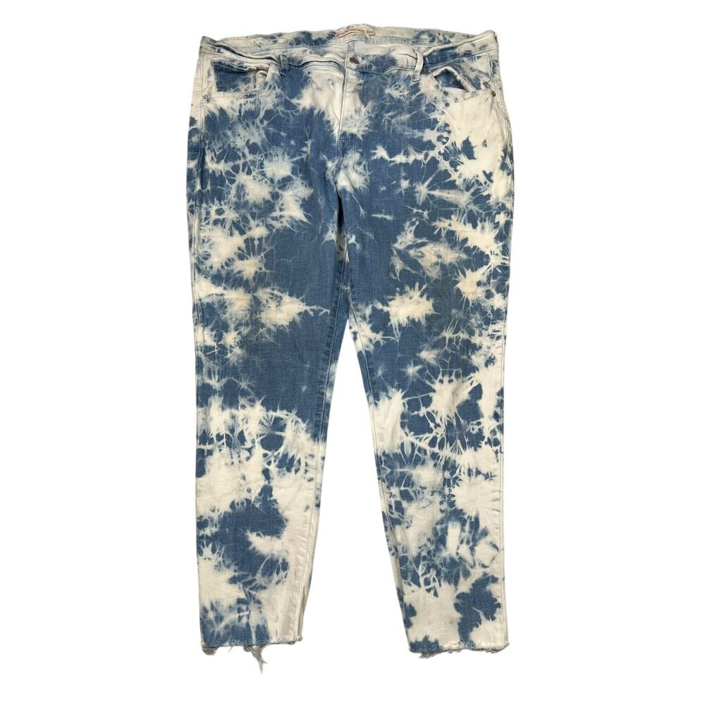 Levi’s 721 High Rise Skinny Ankle Stretch Jeans Frayed Hem Bleach Dye Plus 22W
